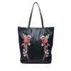 Zwarte shopper met embroidery bloemen