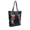 Zwarte shopper met embroidery bloemen
