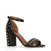 Zwarte sandalen met hak met studs
