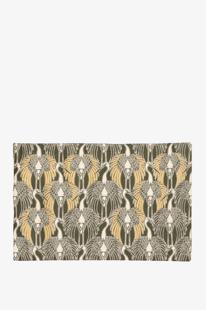 Sissy-Boy Groene placemat met kraanvogels (set van 2) unisex Onesize