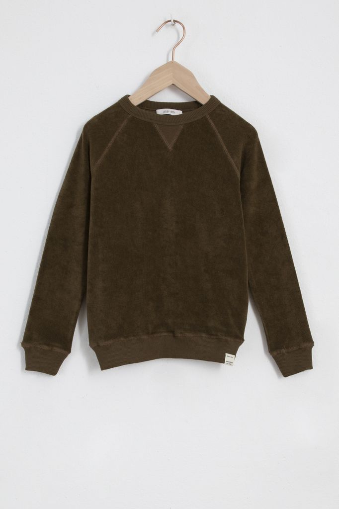 Donkergroene velours sweater