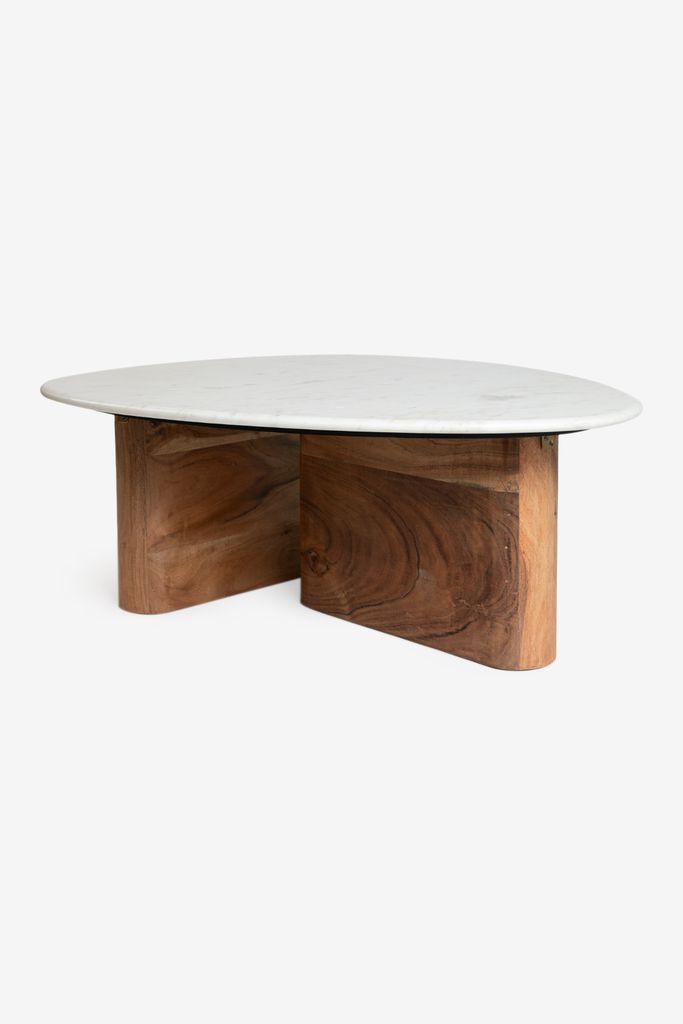 Sissy-Boy Houten Koffietafel Met Marmer Blad