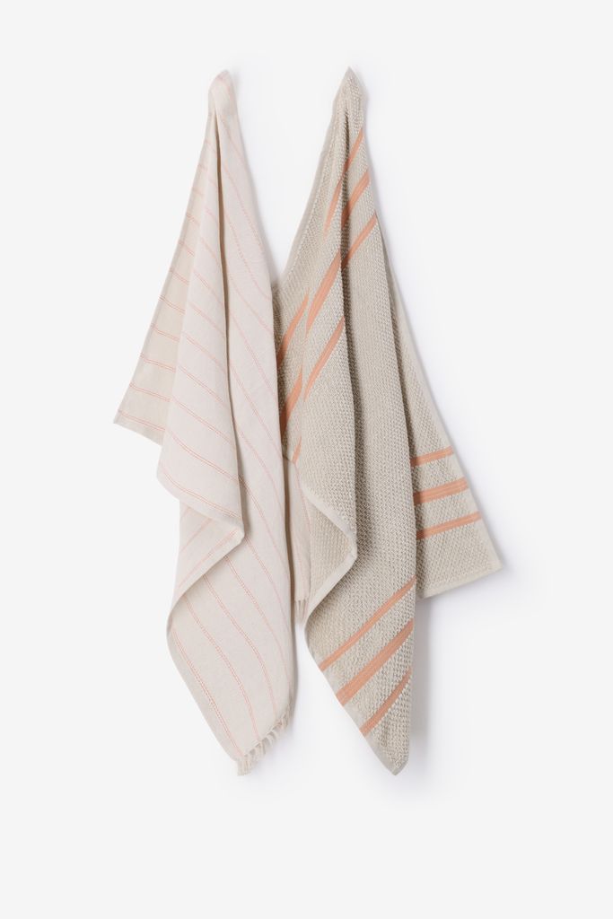 Sissy-Boy Beige Gestreepte Handdoek En Theedoek Terry