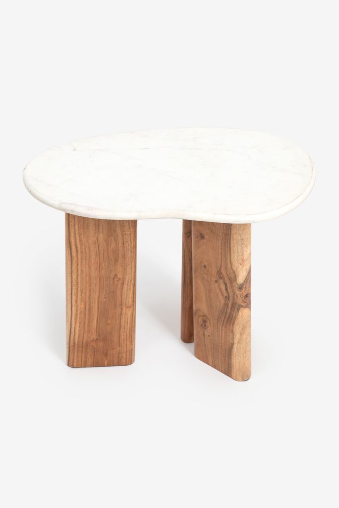 Sissy-Boy Houten Koffietafel Met Marmer Blad Klein