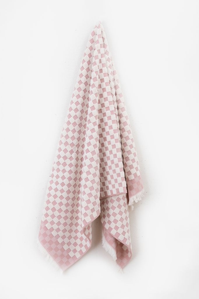 Sissy-Boy Lichtroze Geblokte Handdoek