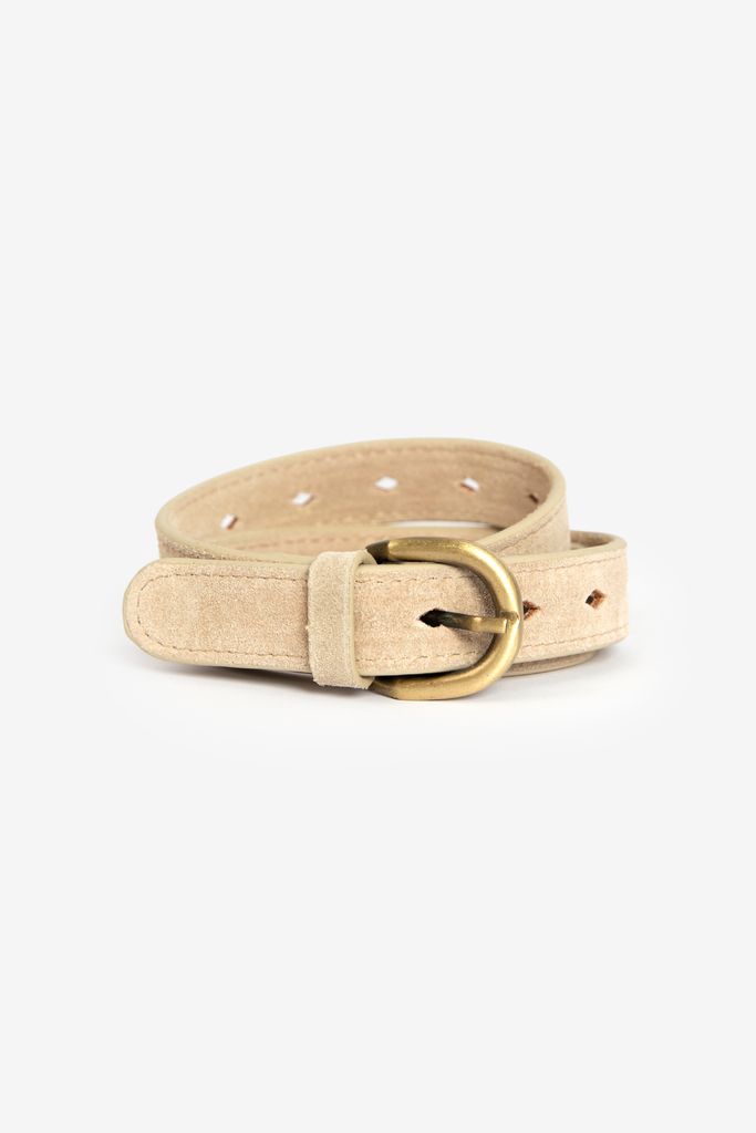 Sissy-Boy Beige Suéde Riem Met Goudkleurige Gesp
