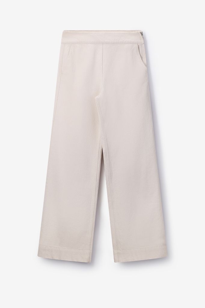 Sissy-Boy Witte High Waist Wide Leg Jeans Met Rits