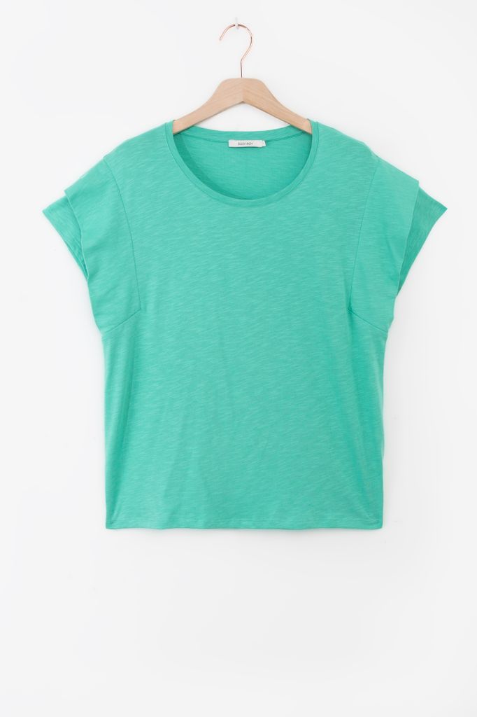 Sissy-Boy Turquoise T-shirt Met Schouderdetails