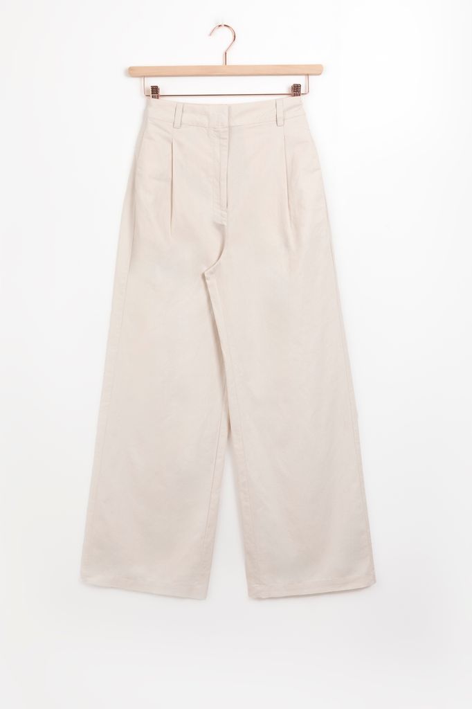 Sissy-Boy Off-white High Waist Wide Leg Linnen Pantalon