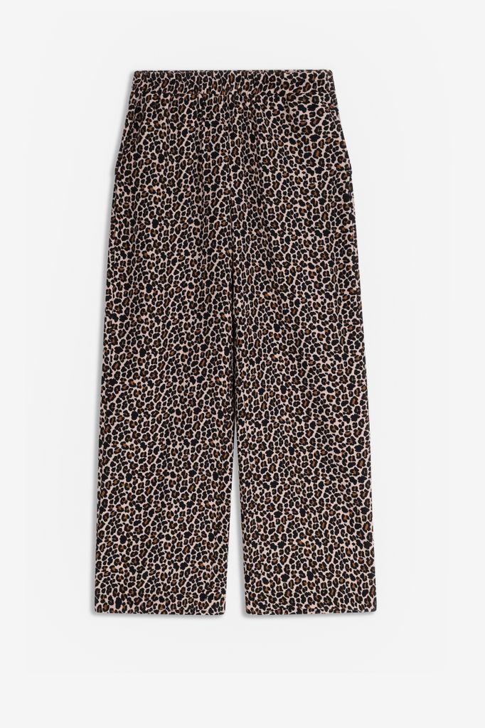 Sissy-Boy Bruine High Waist Wide Leg Broek Met Leopard Print