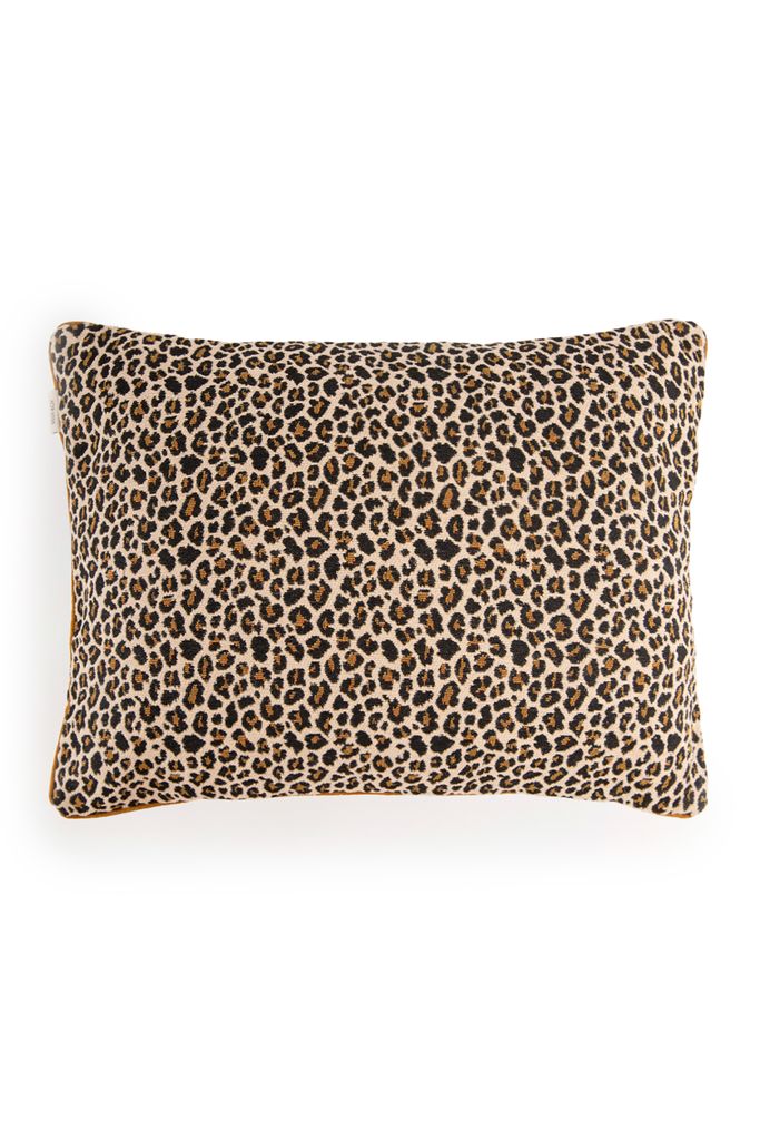 Sissy-Boy Bruin Jacquard Kussen Met Leopard Print
