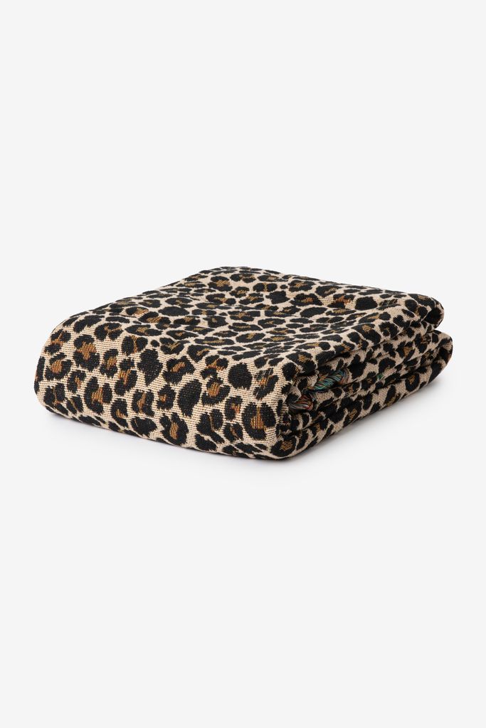 Sissy-Boy Bruine Jacquard Geweven Sprei Met Leopard Print (200x250 Cm)