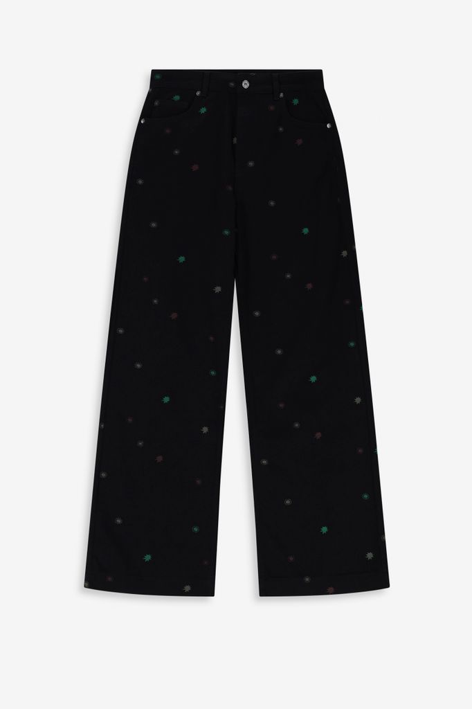 Sissy-Boy Zwarte High Waist Straight Leg Jeans Met Embroidery