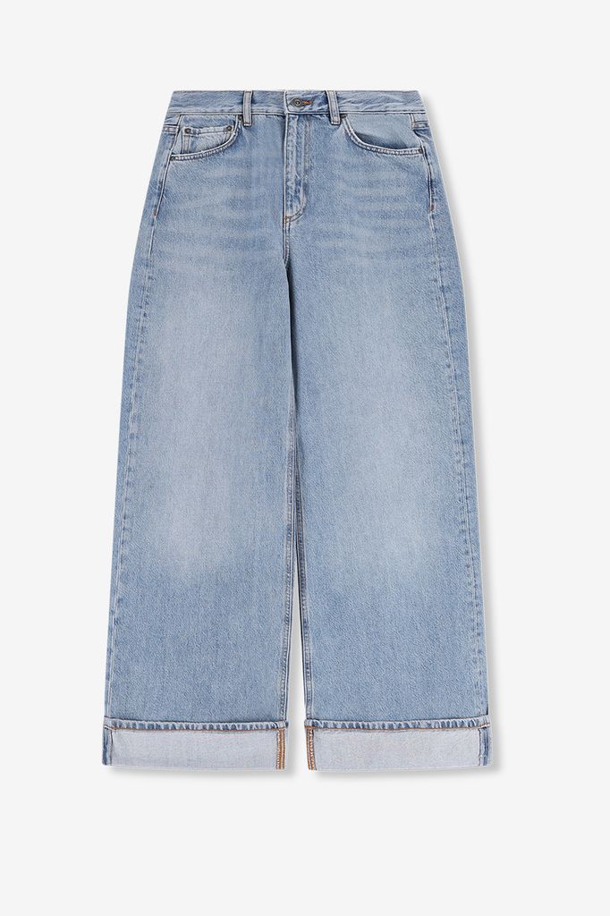 Sissy-Boy Lichtblauwe High Waist Wide Leg Jeans Met Omgeslagen Pijpen