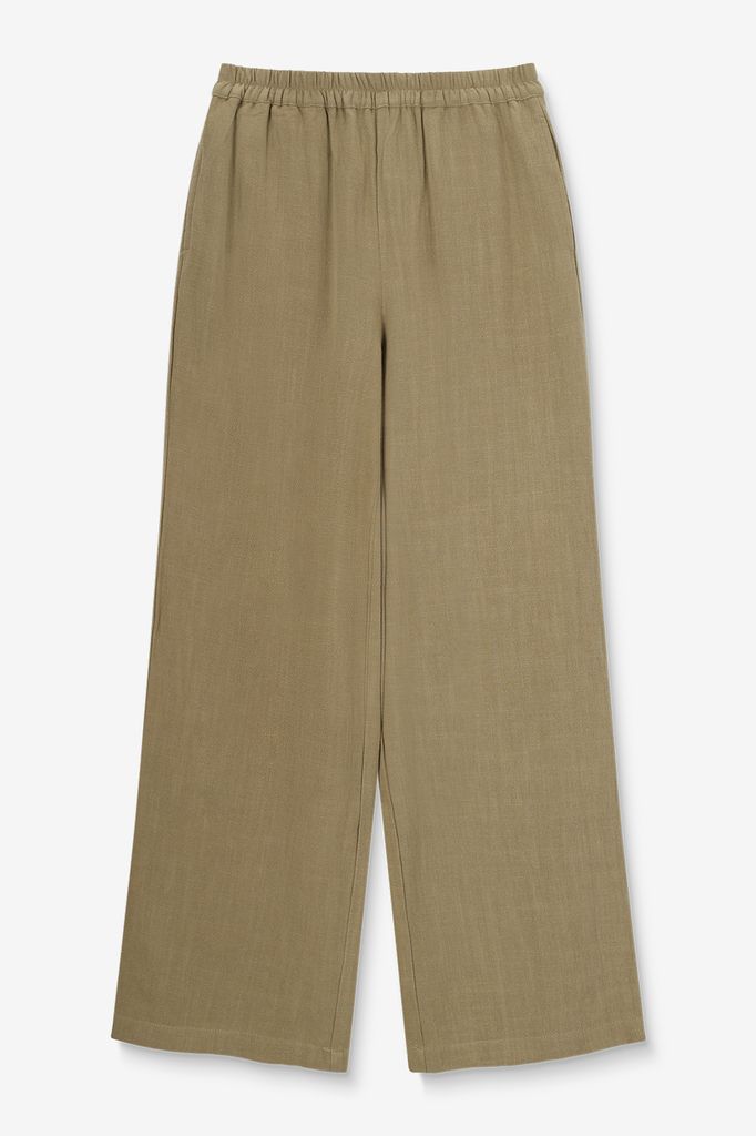 Sissy-Boy Groene Linnen High Waist Wide Leg Broek