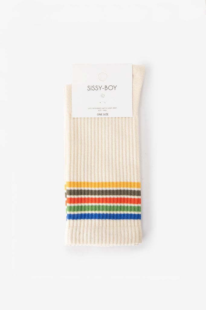Sissy-Boy Beige Sokken Met Regenboog Strepen