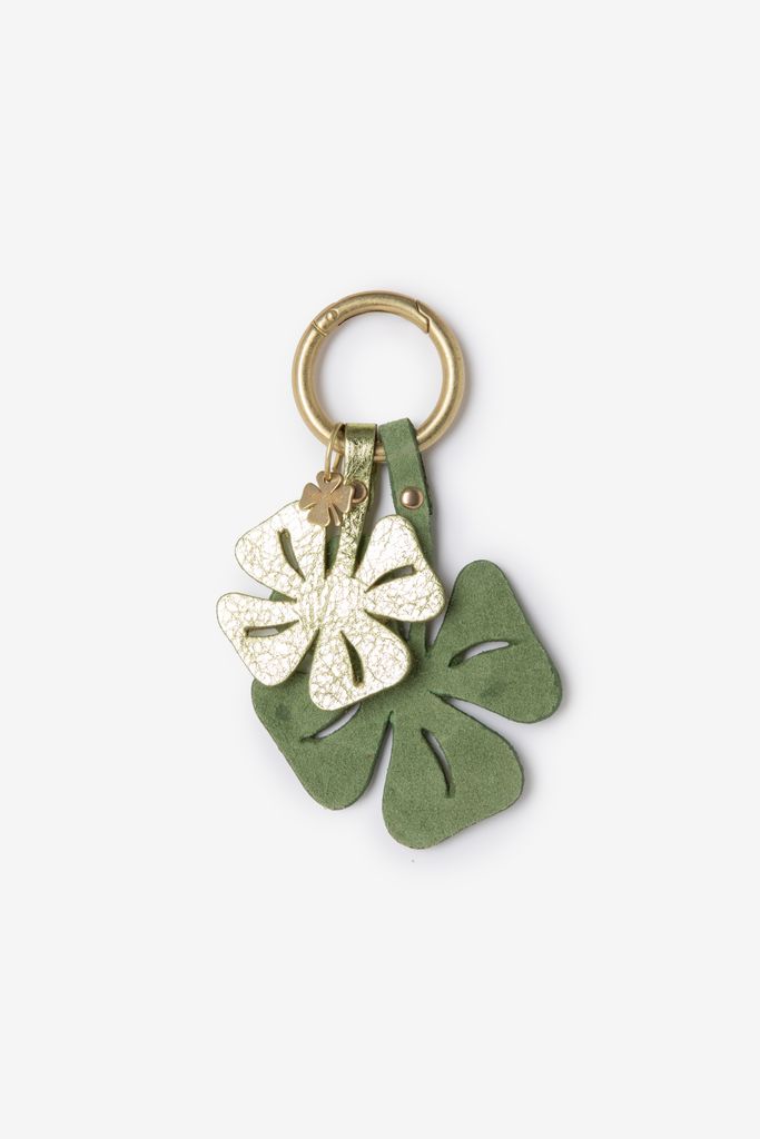 Sissy-Boy Groene Bag Charm Met Klavertjes