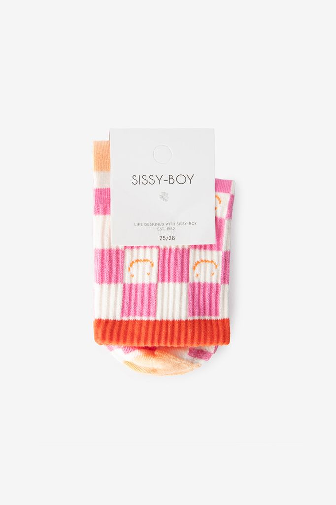 Sissy-Boy Roze Sokken Met Blokjespatroon