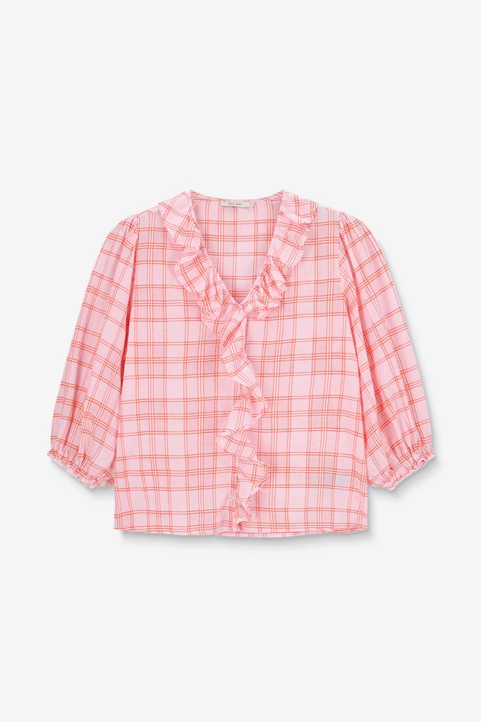 Sissy-Boy Lichtroze Blouse Met Ruiten