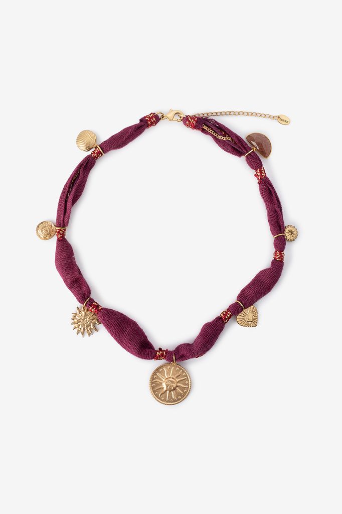 Sissy-Boy Donkerpaarse Cord Ketting Met Bedels