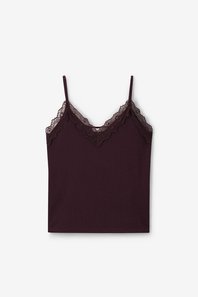 Sissy-Boy Donkerbruin Singlet Met Kant