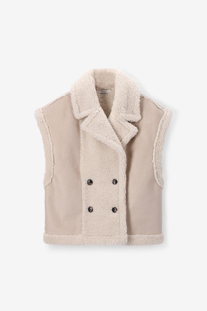 Sissy-Boy Witte Faux Lammy Reversible Bodywarmer