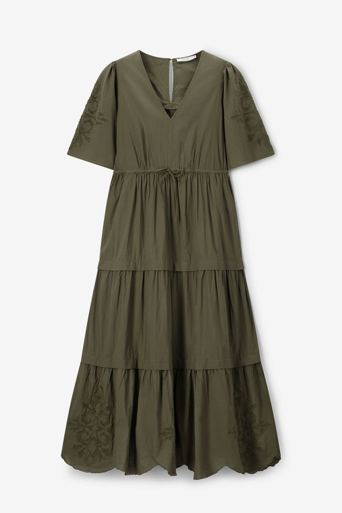 Sissy-Boy Donkergroene Maxi-jurk Met Embroidery
