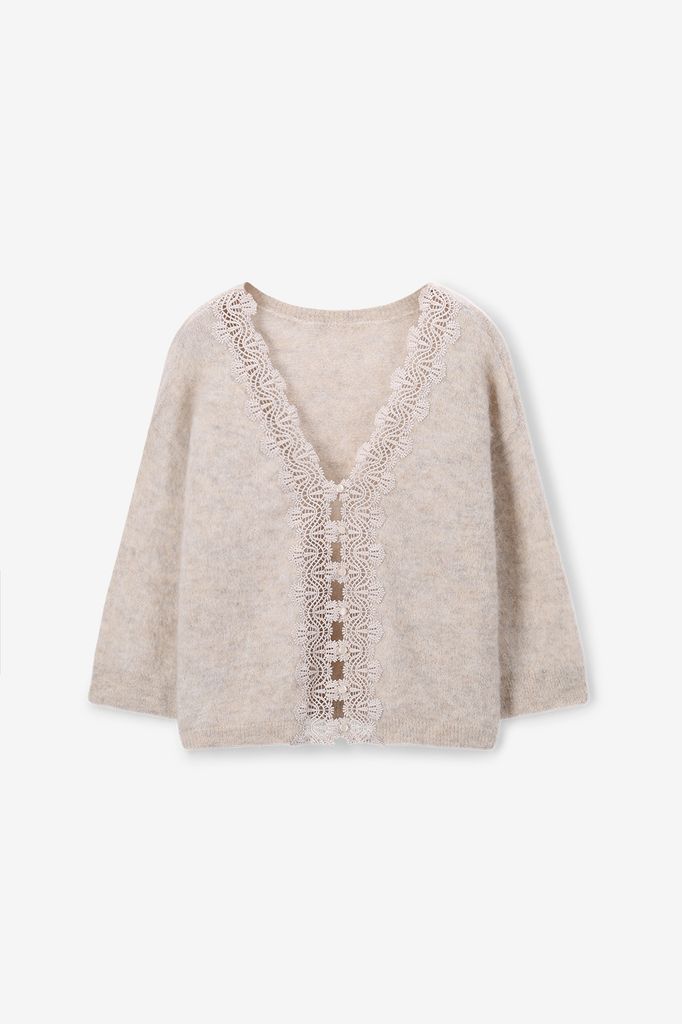 Sissy-Boy Beige Reversible Trui Met Kant