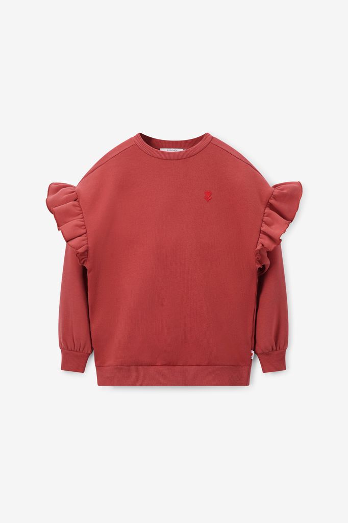 Sissy-Boy Rode Oversized Sweater Met Ruffles