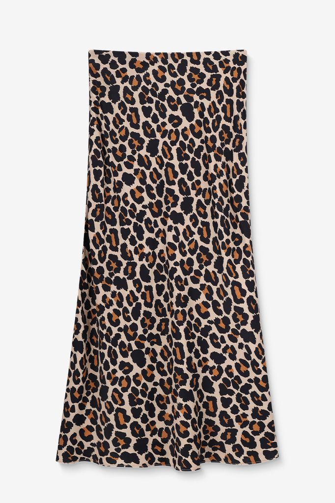 Sissy-Boy Bruine Satijnen Rok Met Leopard Print