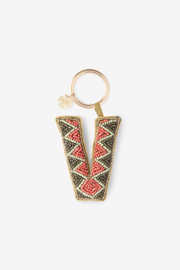 Sissy-Boy Donkergroene Bag Charm Letter V