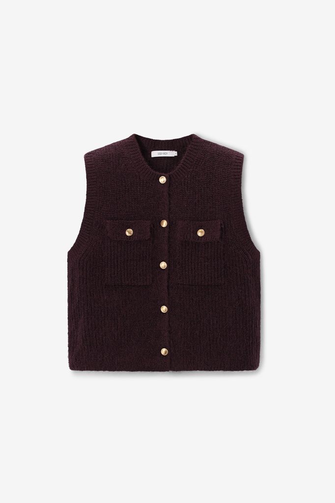 Sissy-Boy Donkerbruin Gebreid Gilet