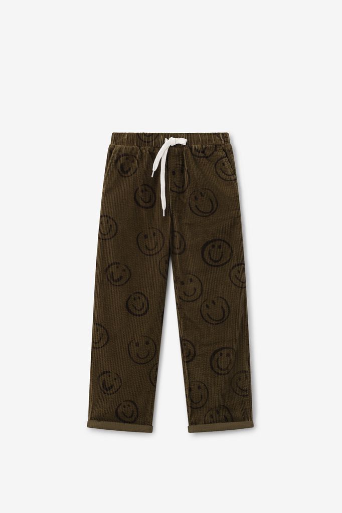 Sissy-Boy Donkergroene Corduroy Broek Met Smileys