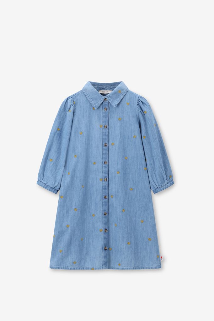 Sissy-Boy Lichtblauwe Denim Jurk Met Hartjes