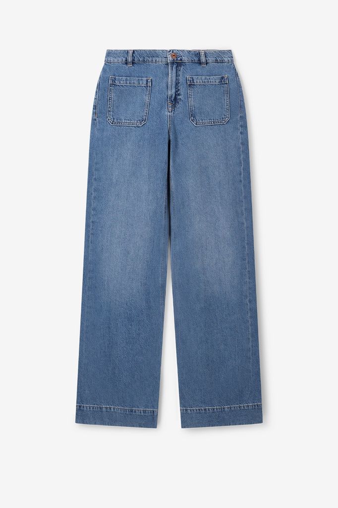 Sissy-Boy Blauwe High Waist Flared Jeans Met Opgestikte Zakken