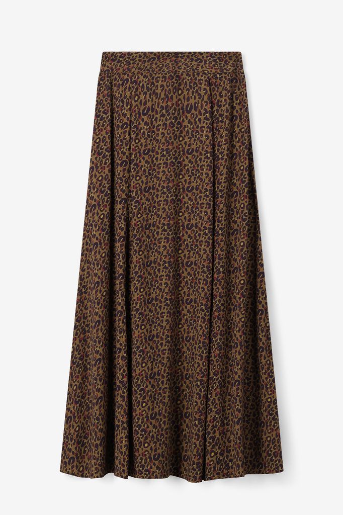 Sissy-Boy Donkergroene Maxi Rok Met Leopard Print
