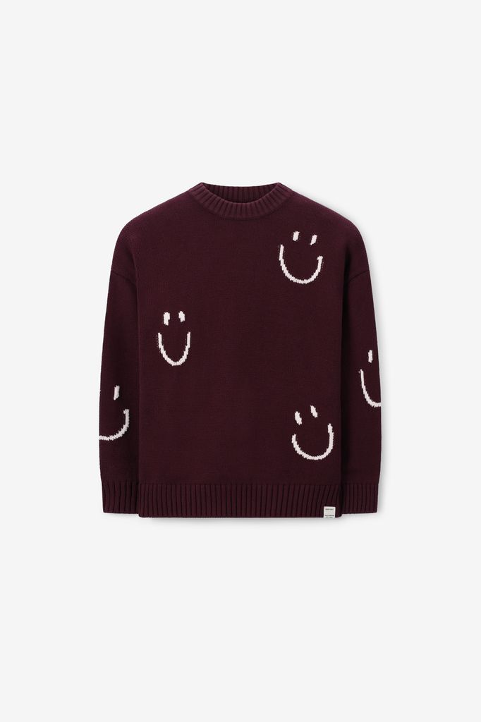 Sissy-Boy Donkerbruine Sweater Met Smileys