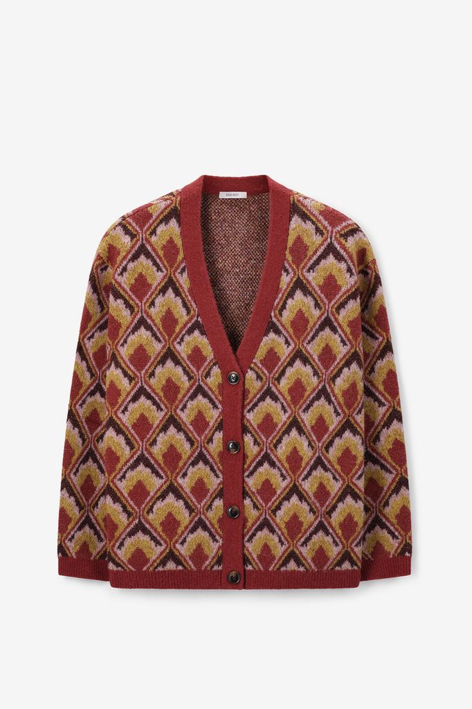 Sissy-Boy Donkerrood Jacquard Vest Met Print