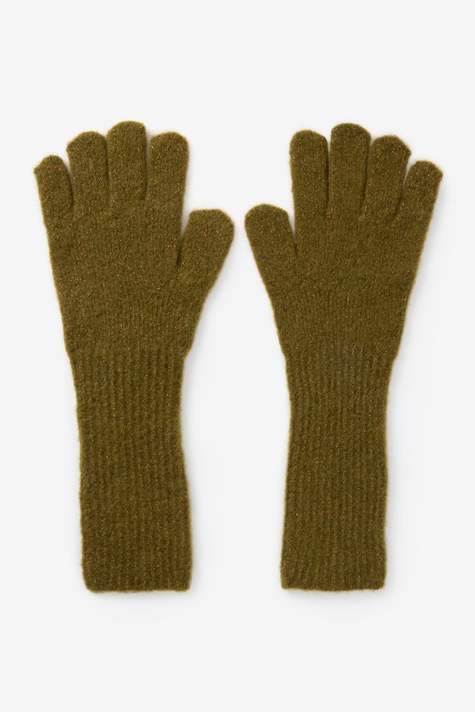 Sissy-Boy Donkergroene Gebreide Handschoenen Met Lurex