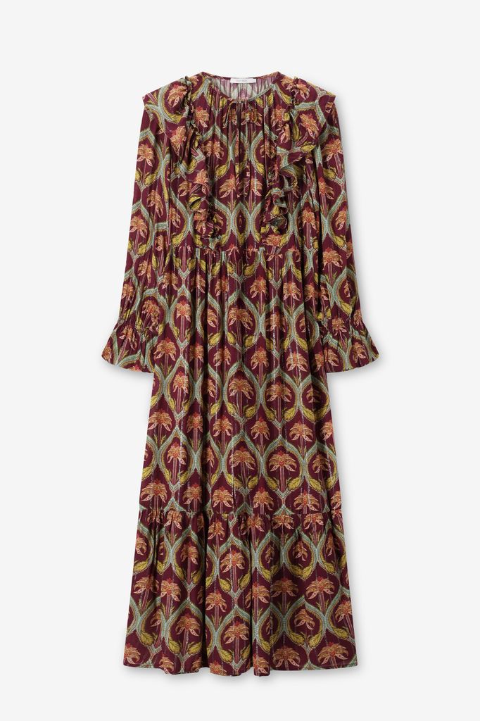 Sissy-Boy Donkerrode Maxi Jurk Met Palm Print