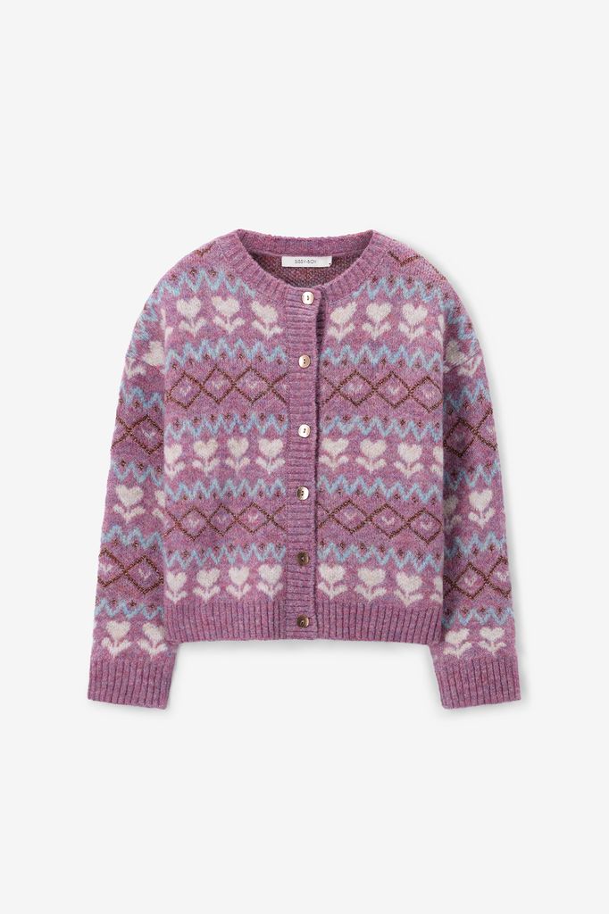 Sissy-Boy Paars Jacquard Vest Met Print