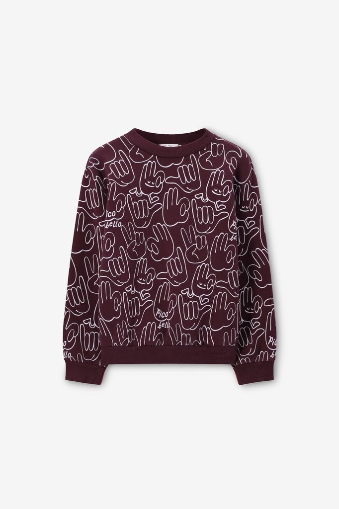 Sissy-Boy Donkerbruine Sweater Met Print