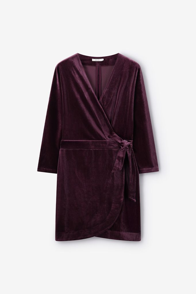 Sissy-Boy Donkerrode Velvet Overslag Jurk