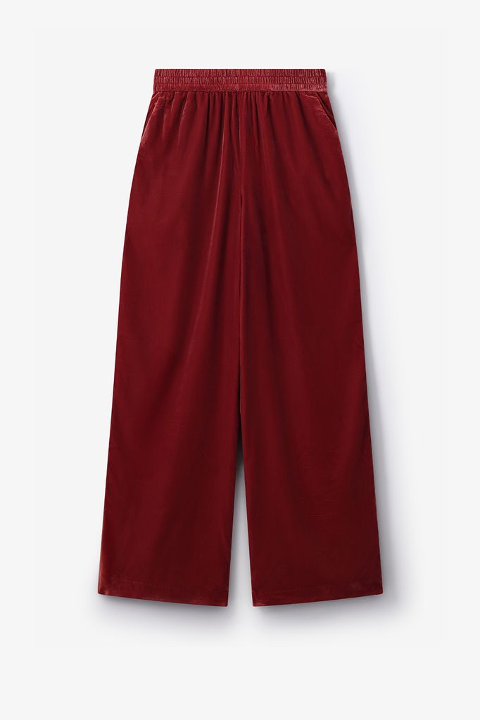 Sissy-Boy Rode Velvet Wide Leg Broek