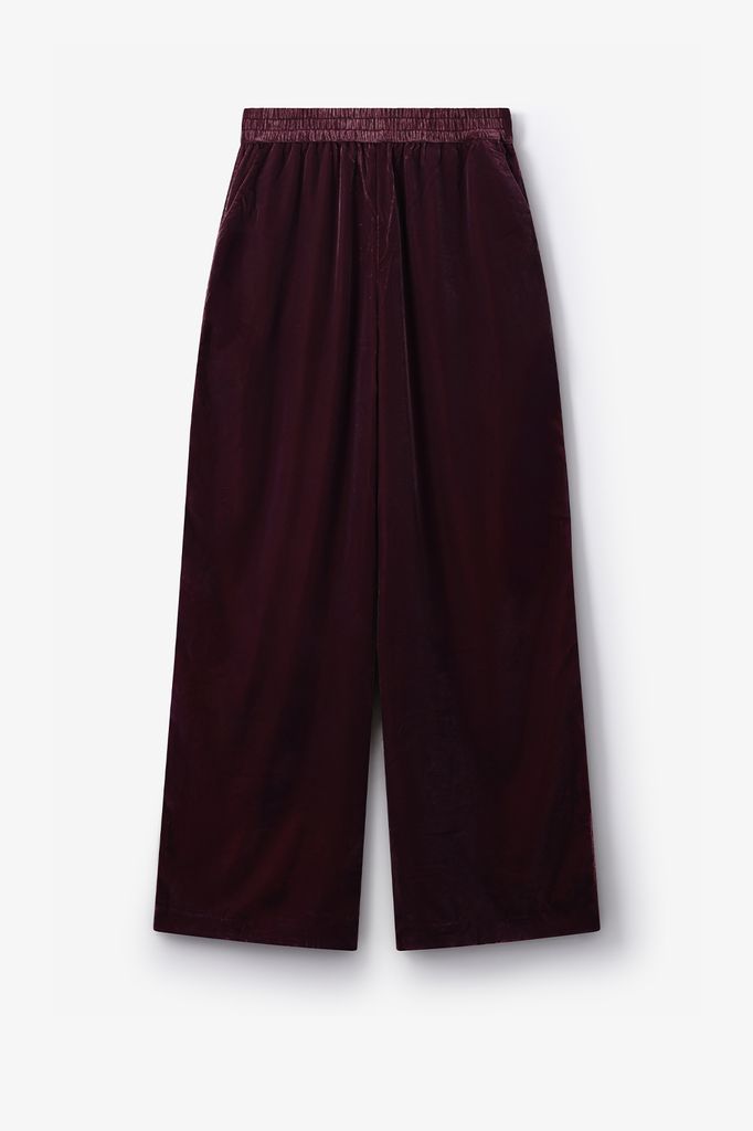 Sissy-Boy Donkerrode Velvet Wide Leg Broek