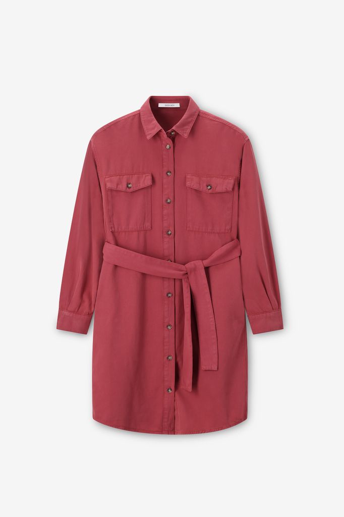 Sissy-Boy Donkerrode Midi Jurk Met Ceintuur