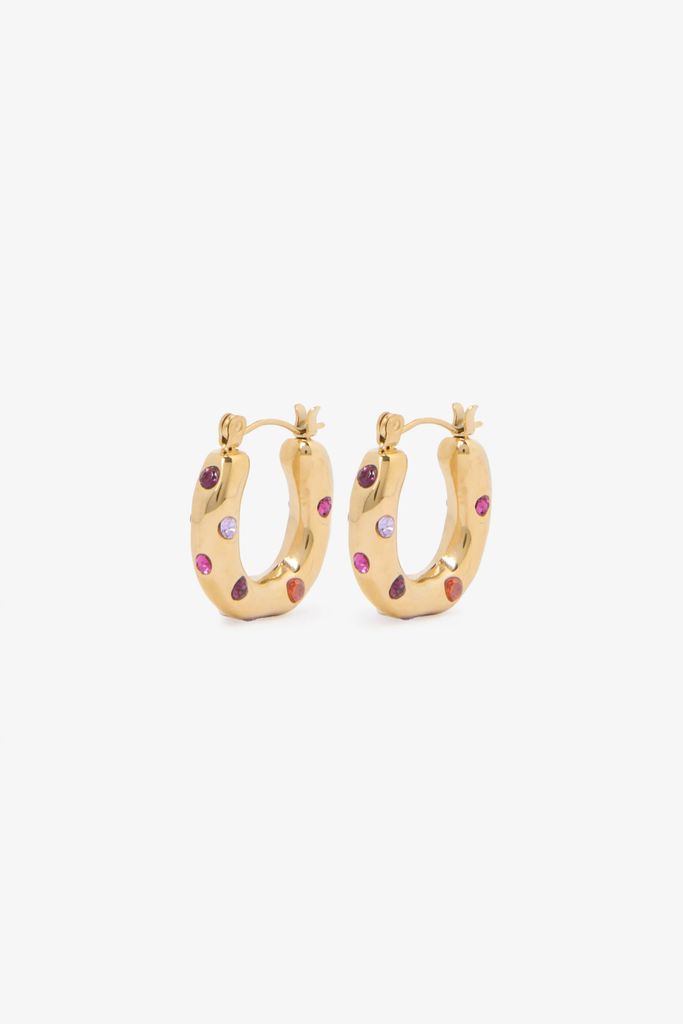 Sissy-Boy Gold Plated Hoop Oorbellen Met Steentjes