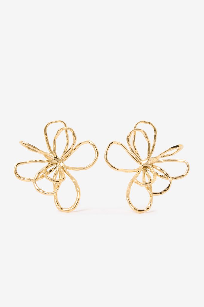 Sissy-Boy Gold Plated Oorbellen Met Opengewerkte Bloem