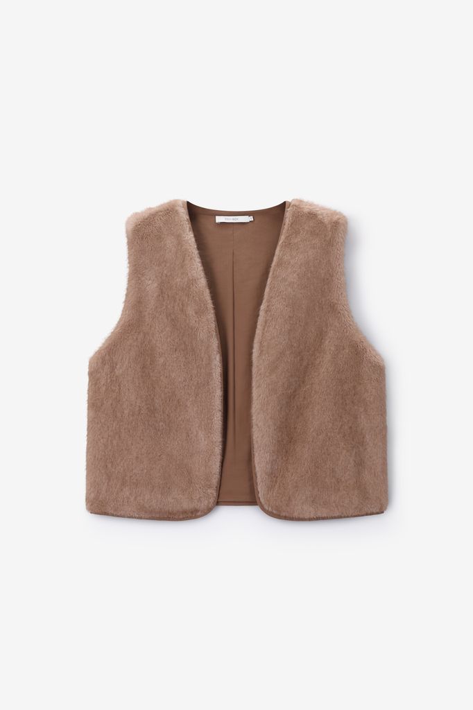 Sissy-Boy Lichtbruin Faux Fur Gilet