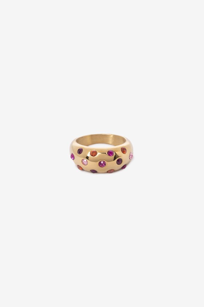 Sissy-Boy Gold Plated Ring Met Steentjes